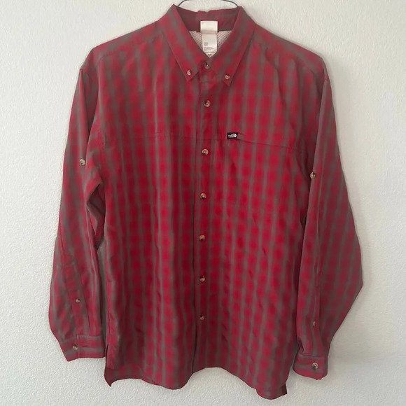 The North Face mens red plaid performance button down shirt size M - Picture 1 of 13